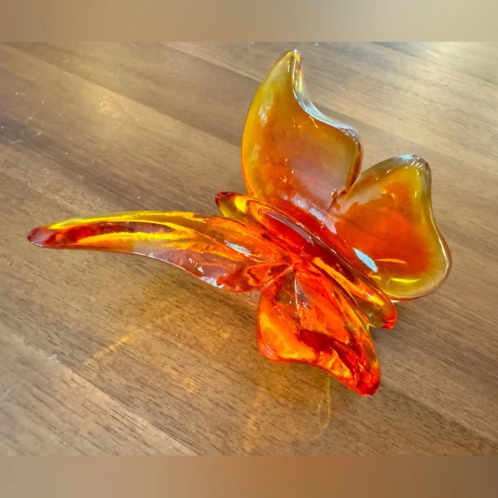 Vintage Lucite Orange Butterfly Sculpture - Picture 4 of 8